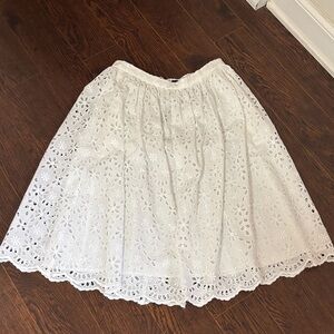 J. Crew White Floral Eyelet A-Line Skirt Lace Size 8